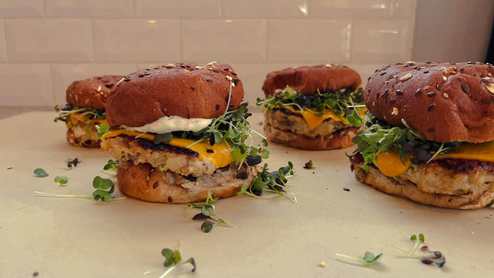 Bottom-Friendly Jalapeño Chicken Burgers